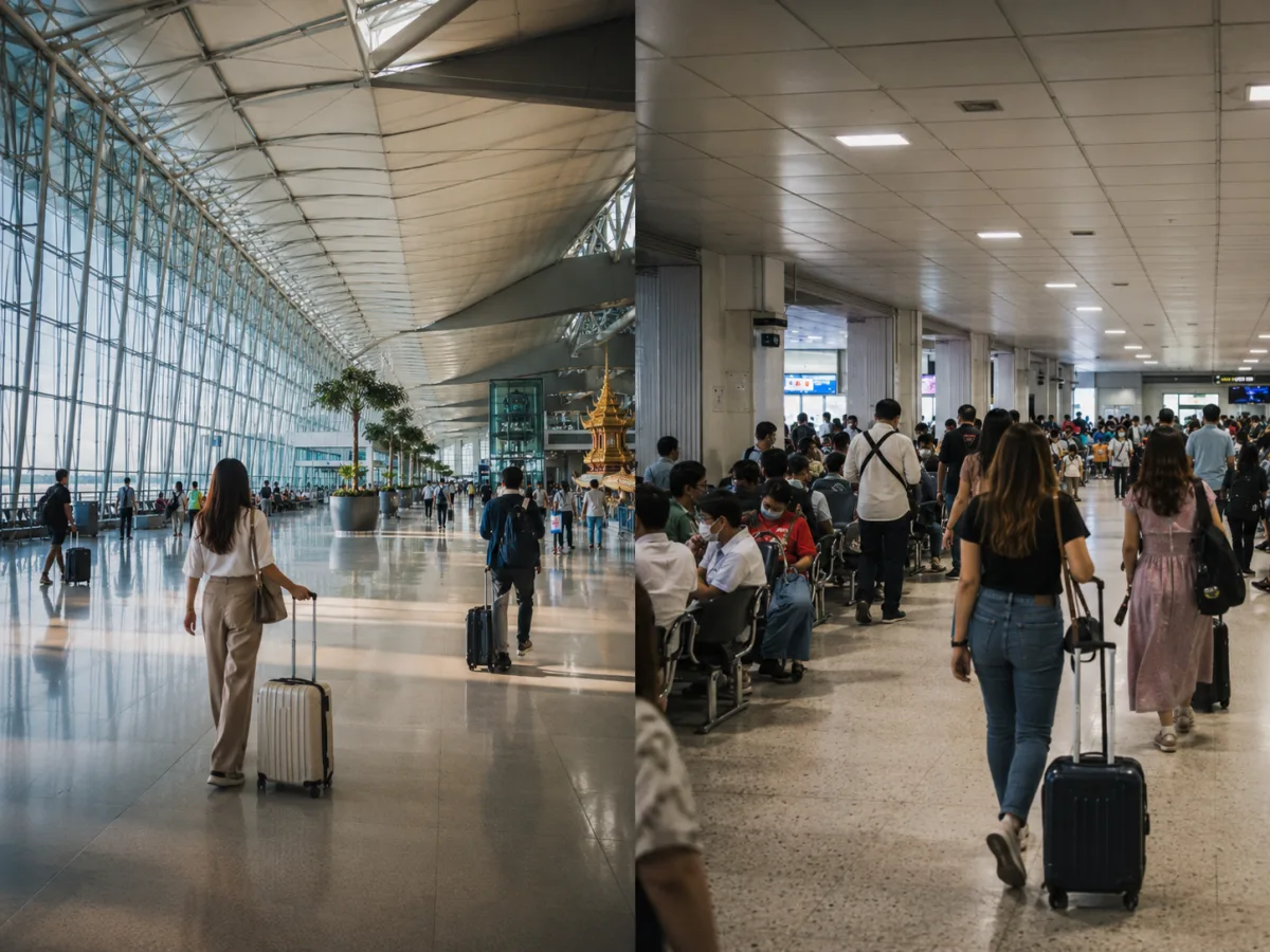 Ankunft am Flughafen Suvarnabhumi in Bangkok
