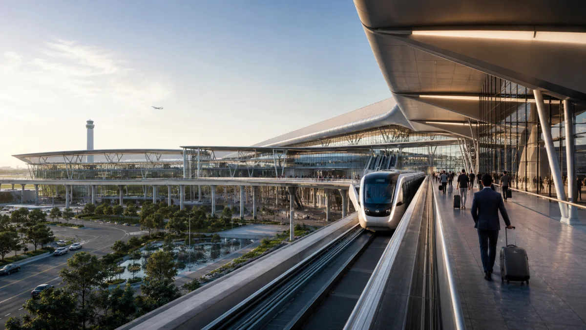 Modern airport infrastructure and rail connectivity in Pattaya, Thailand