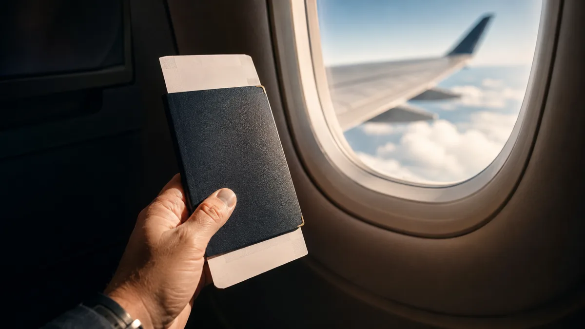 Reisepass und Flugreise-Unterlagen fuer die Anreise nach Pattaya