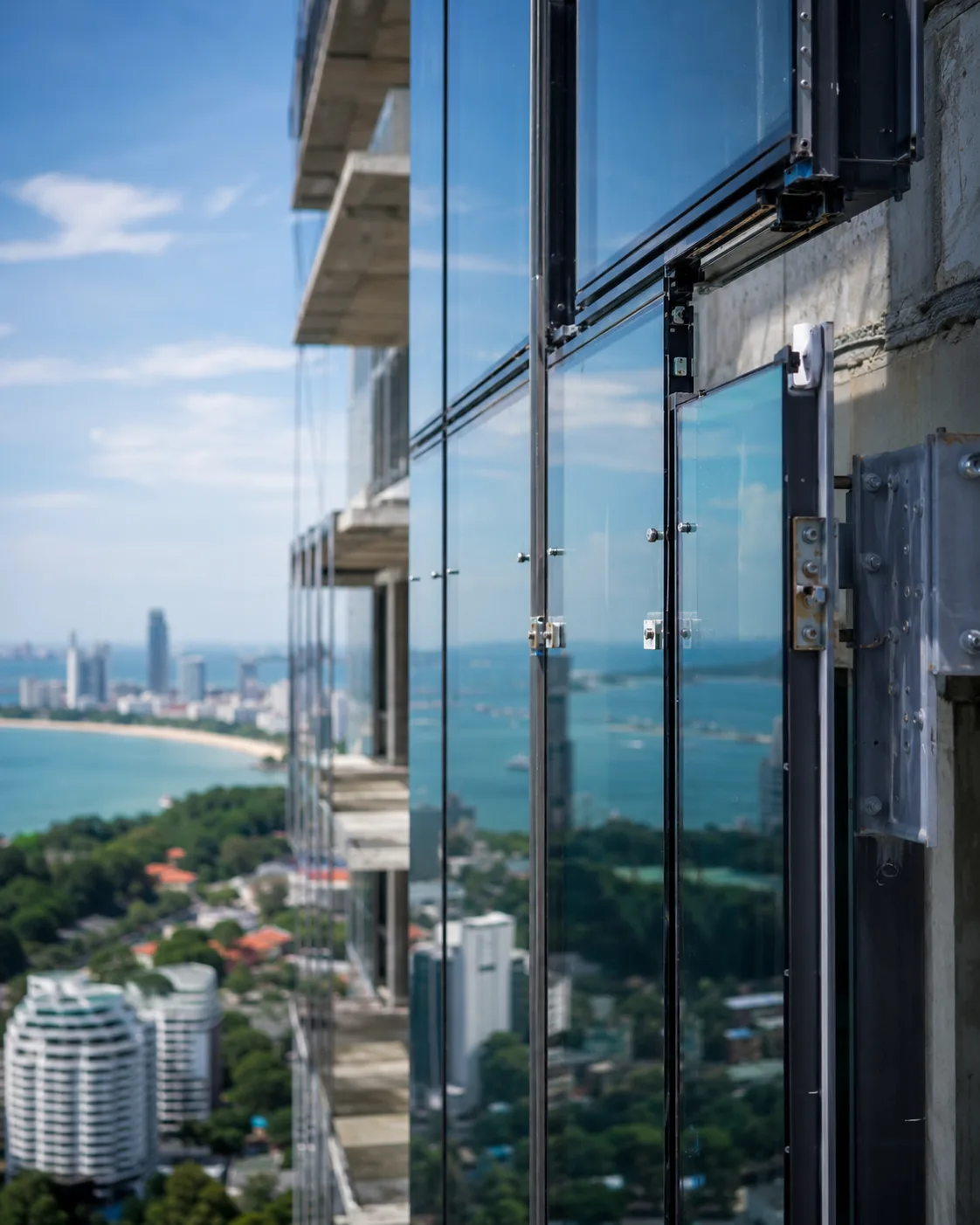 Glasfassade hochhaus baustelle pattaya kuestenpanorama
