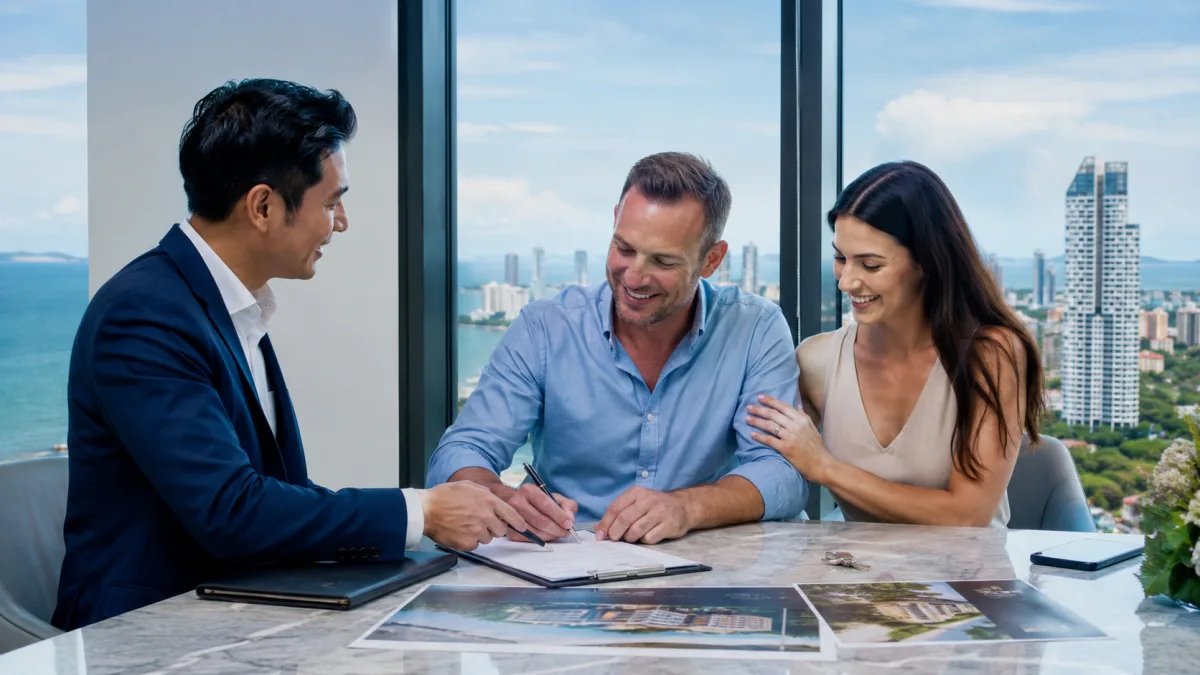 Buying property in Pattaya skyline Jomtien beachfront location