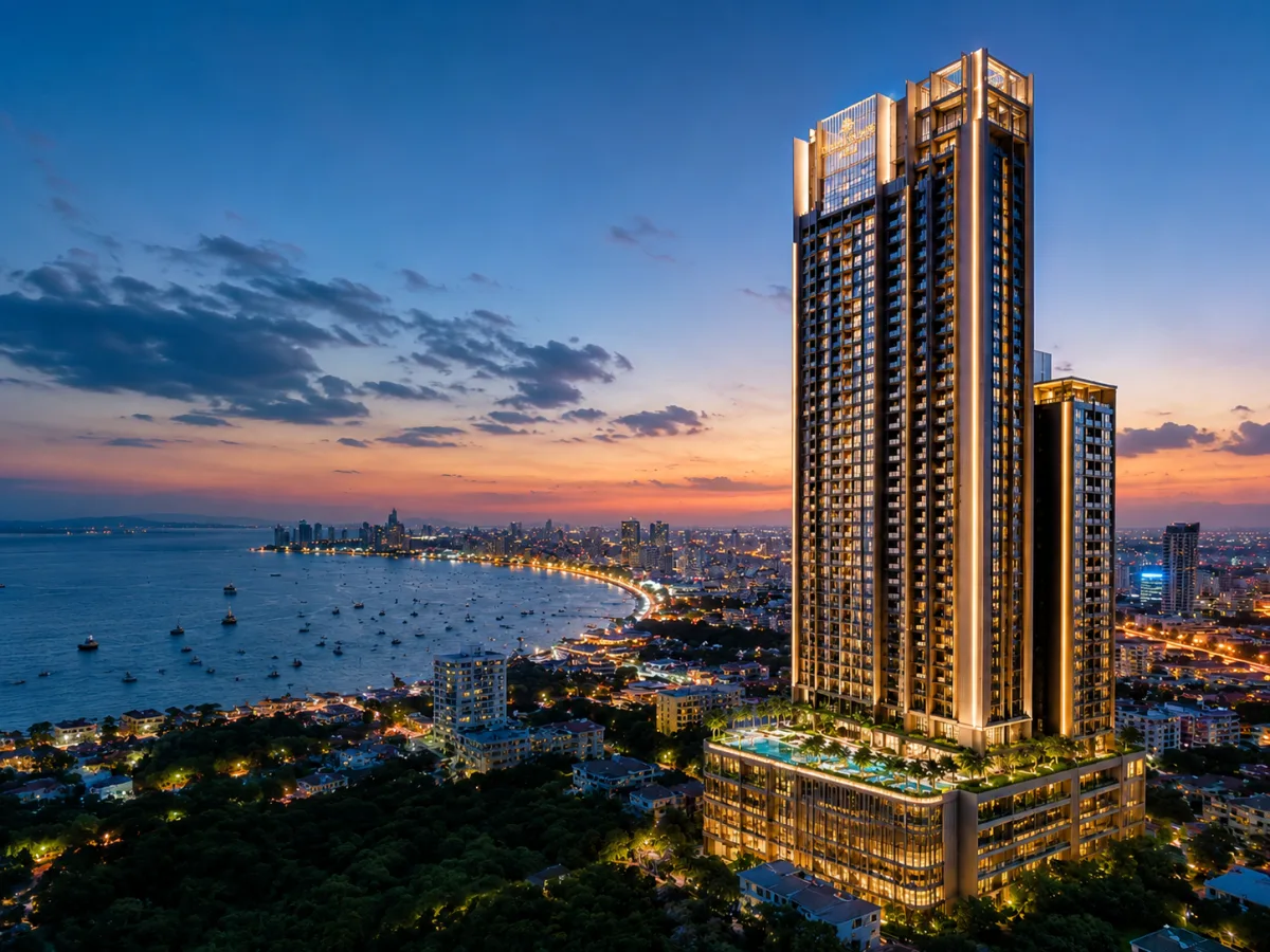 Luxus-Condo Pattaya bei Sonnenuntergang: Meerblick und Mietrendite von 5 bis 8 Prozent netto