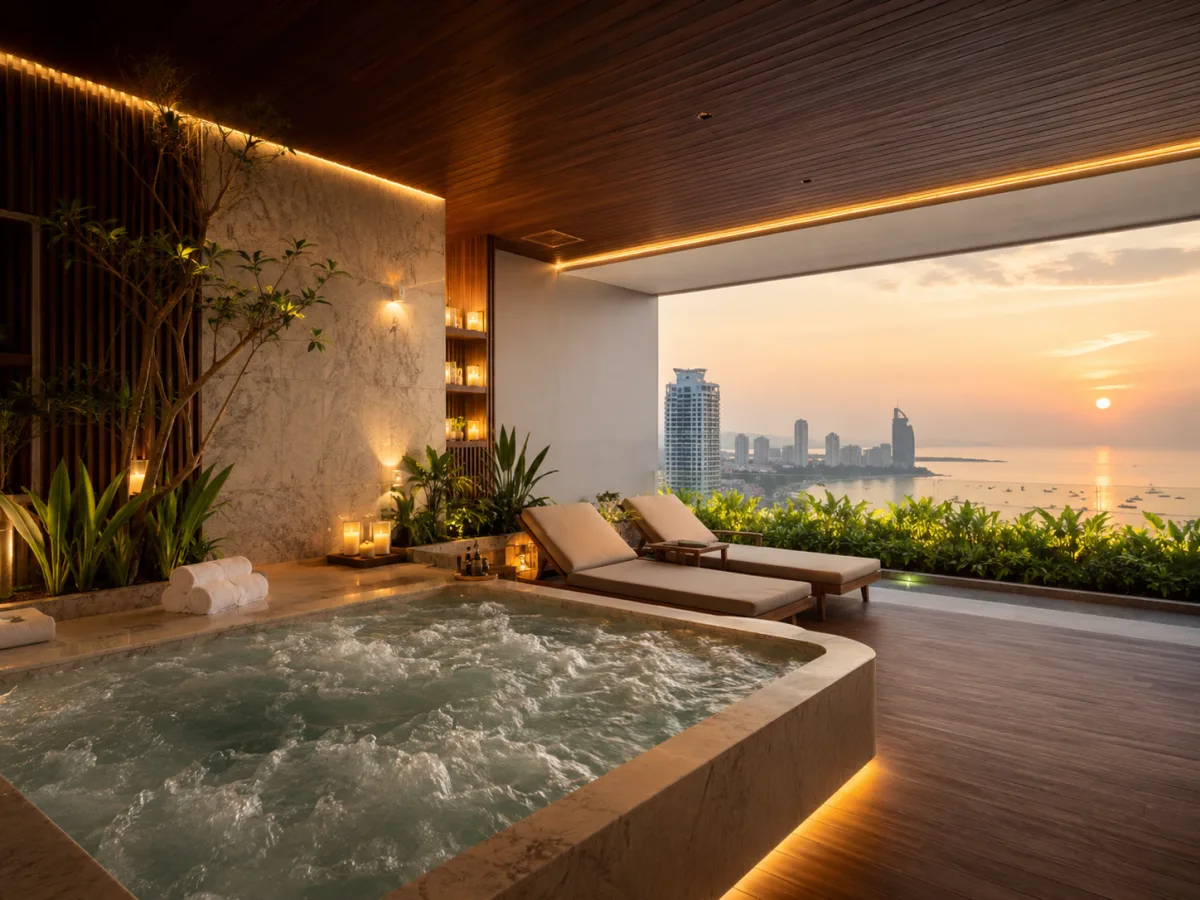 Luxus jacuzzi meerblick penthouse pattaya skyline