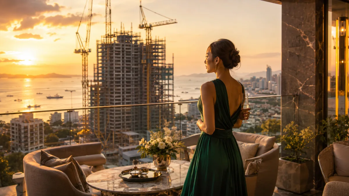 Luxus penthouse pattaya skyline sonnenuntergang meerblick