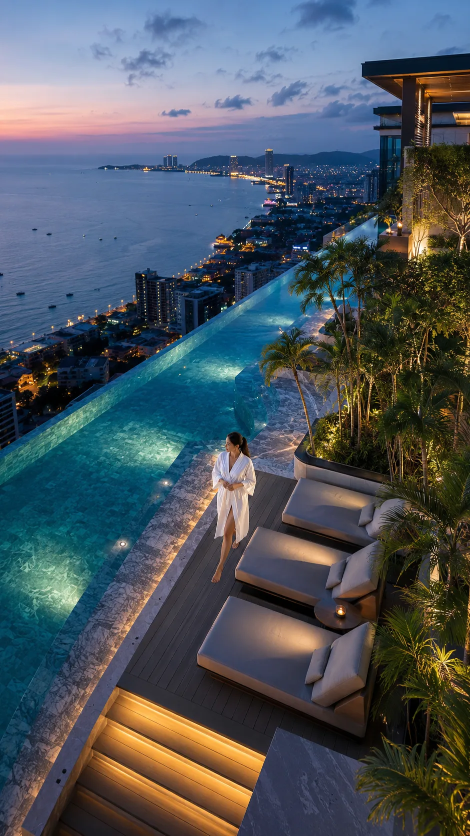 Luxus rooftop pool pattaya skyline infinity pool meerblick