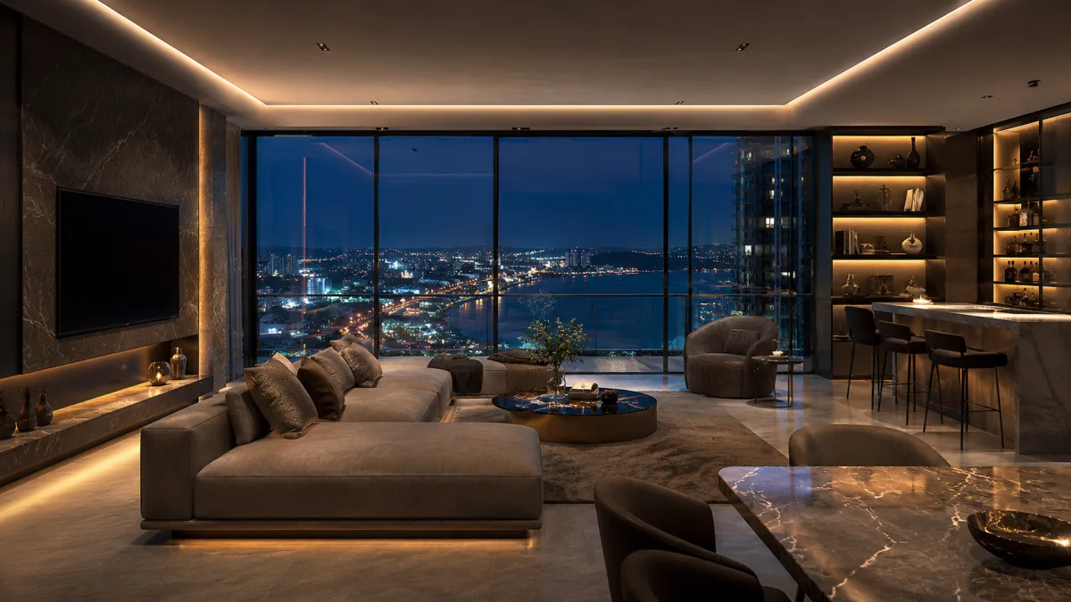 Luxusapartment pattaya meerblick hochhaus wohnzimmer penthouse