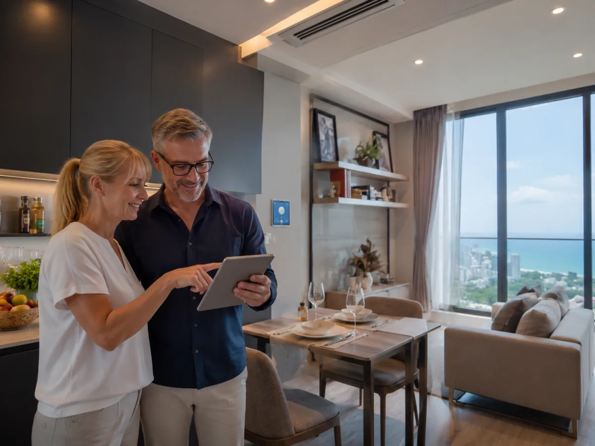 Hochwertige Innenausstattung mit Smart-Home-Steuerung – Qualitätsprüfung bei der Condo-Übergabe in Pattaya