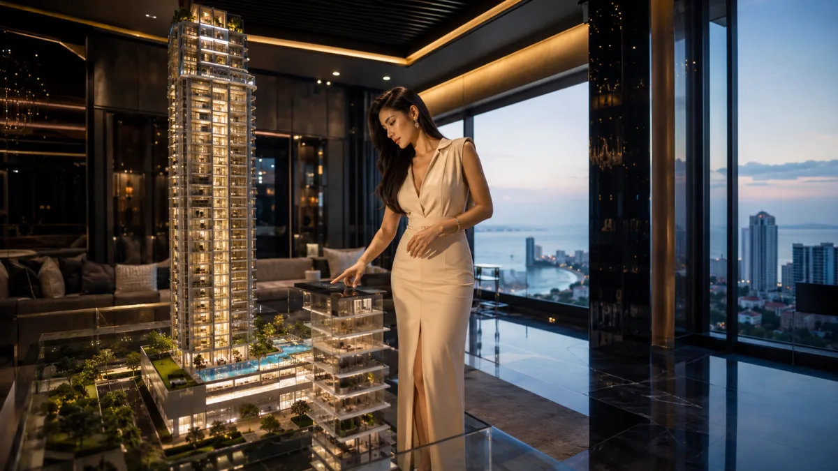 Luxusimmobilien pattaya hochhaus modell naklua meerblick eigentumswohnung
