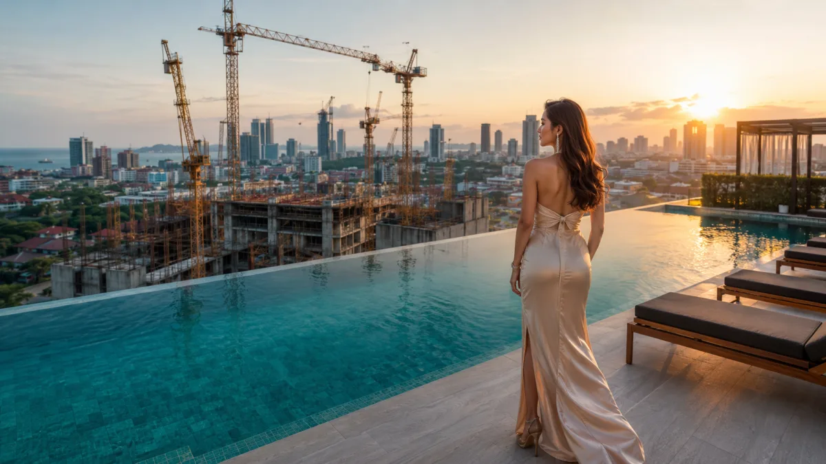 Luxusimmobilien pattaya rooftop pool stadtentwicklung jomtien