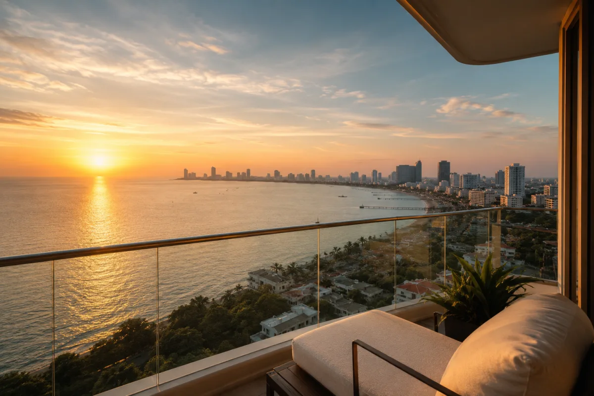Pattaya beachfront luxus eigentumswohnung meerblick balkon