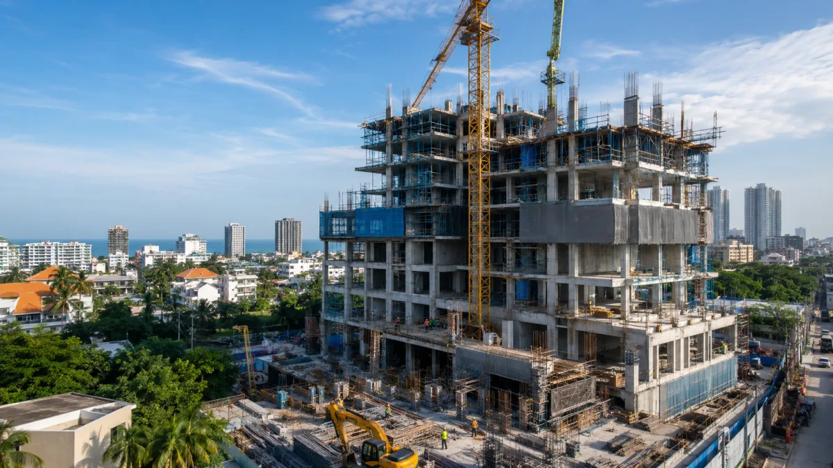 Pattaya hochhaus baustelle immobilienentwicklung zentralpattaya neubau wohnkomplex