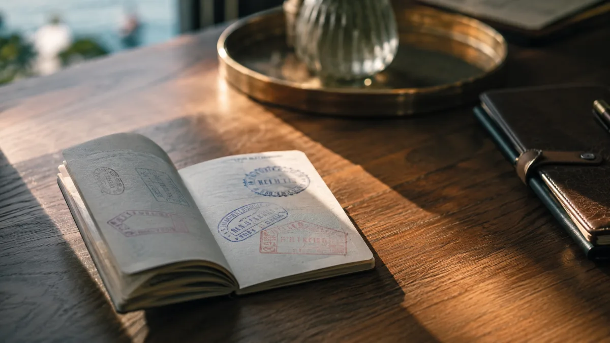 Reisepass mit thailaendischen Einreisestempeln