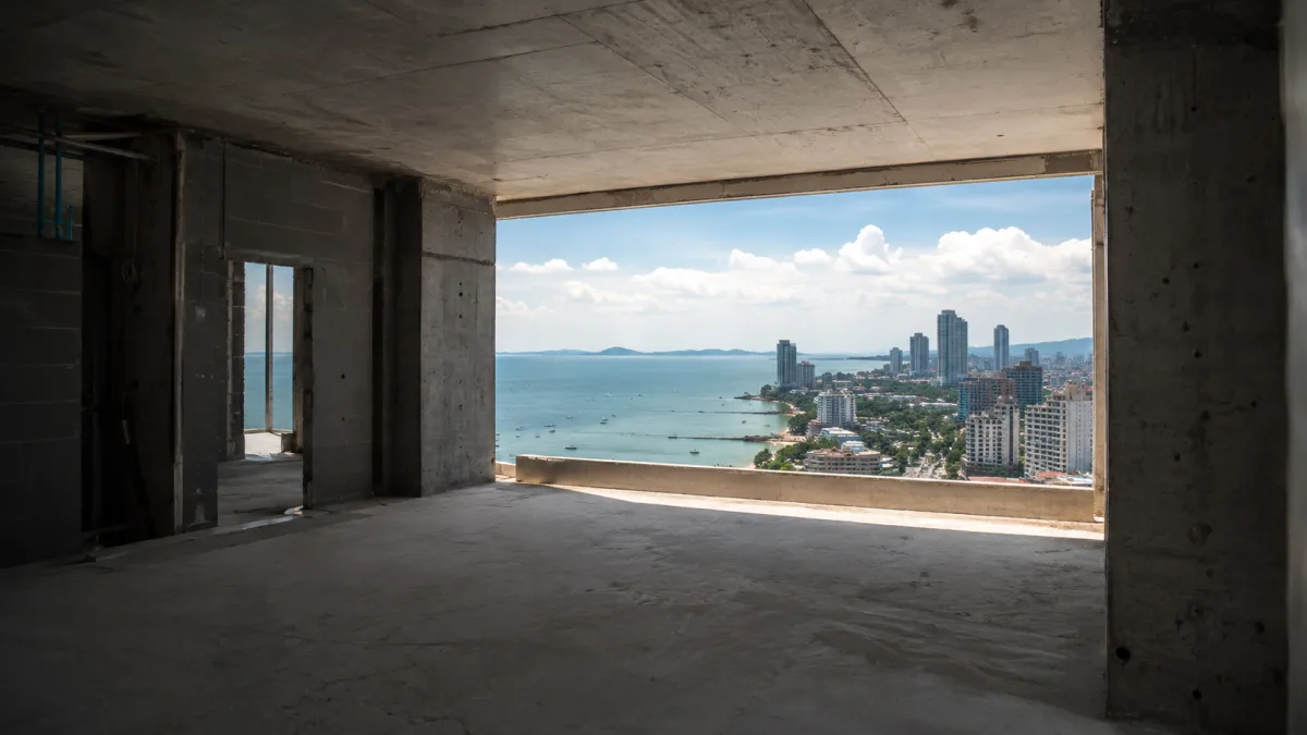 Shell construction of a sea-view condominium in Pattaya Naklua coastal area