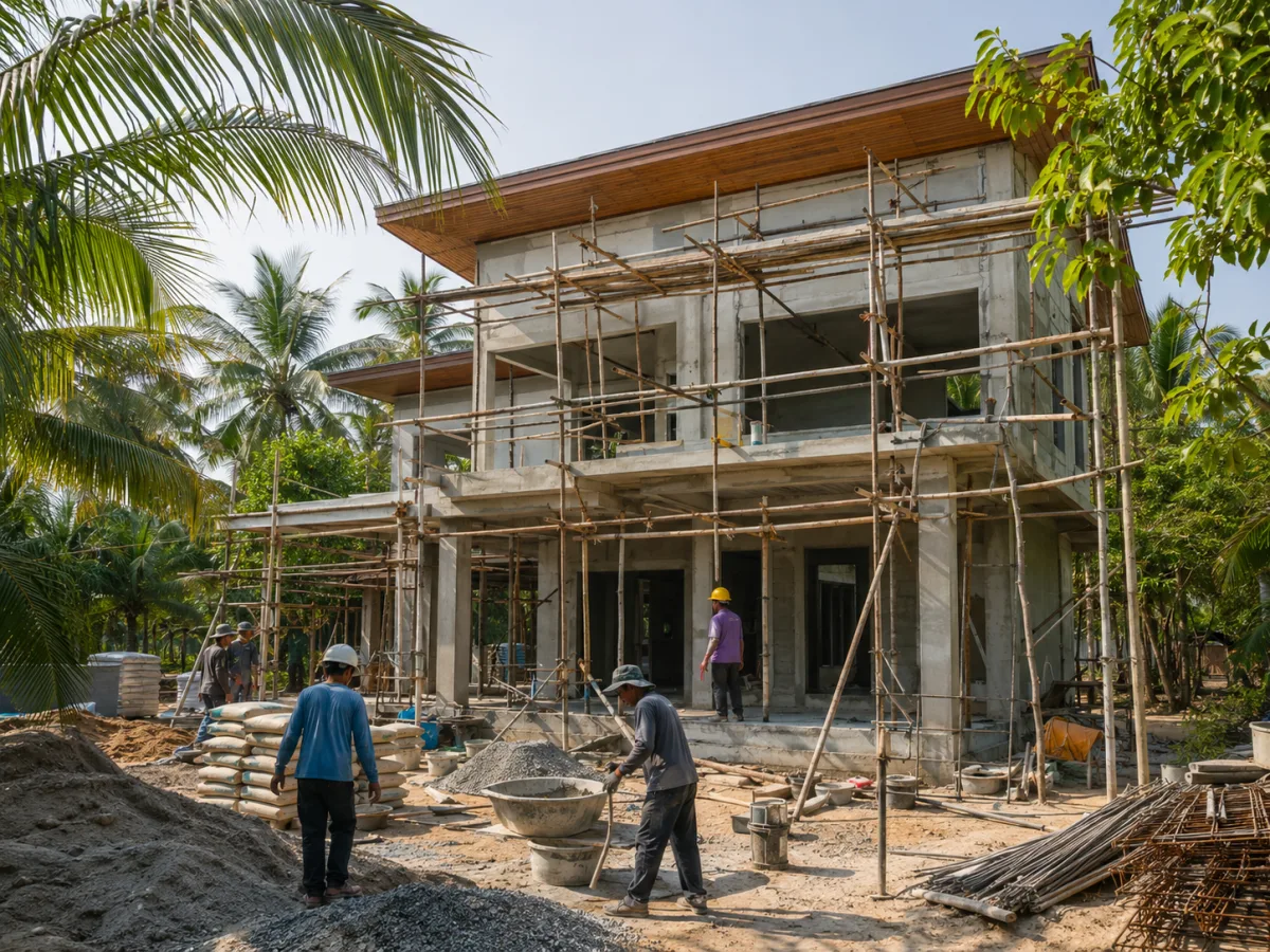 Shell construction villa build progress Pattaya real estate Thailand