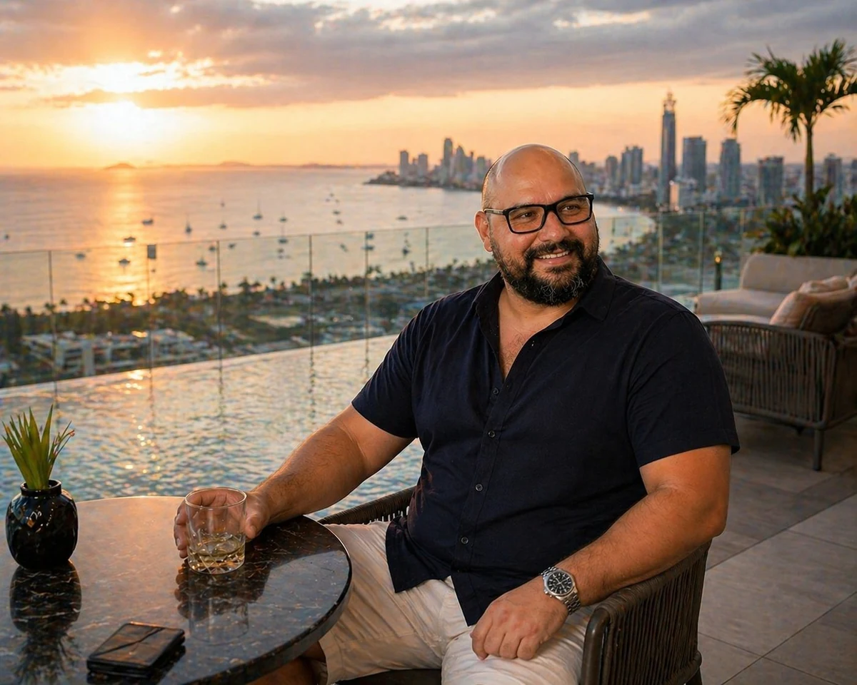 Deutschsprachiger Rentner auf dem Balkon seines Condos in Pattaya mit Blick aufs Meer – Sinnbild für das Ruhestandsvisum Thailand