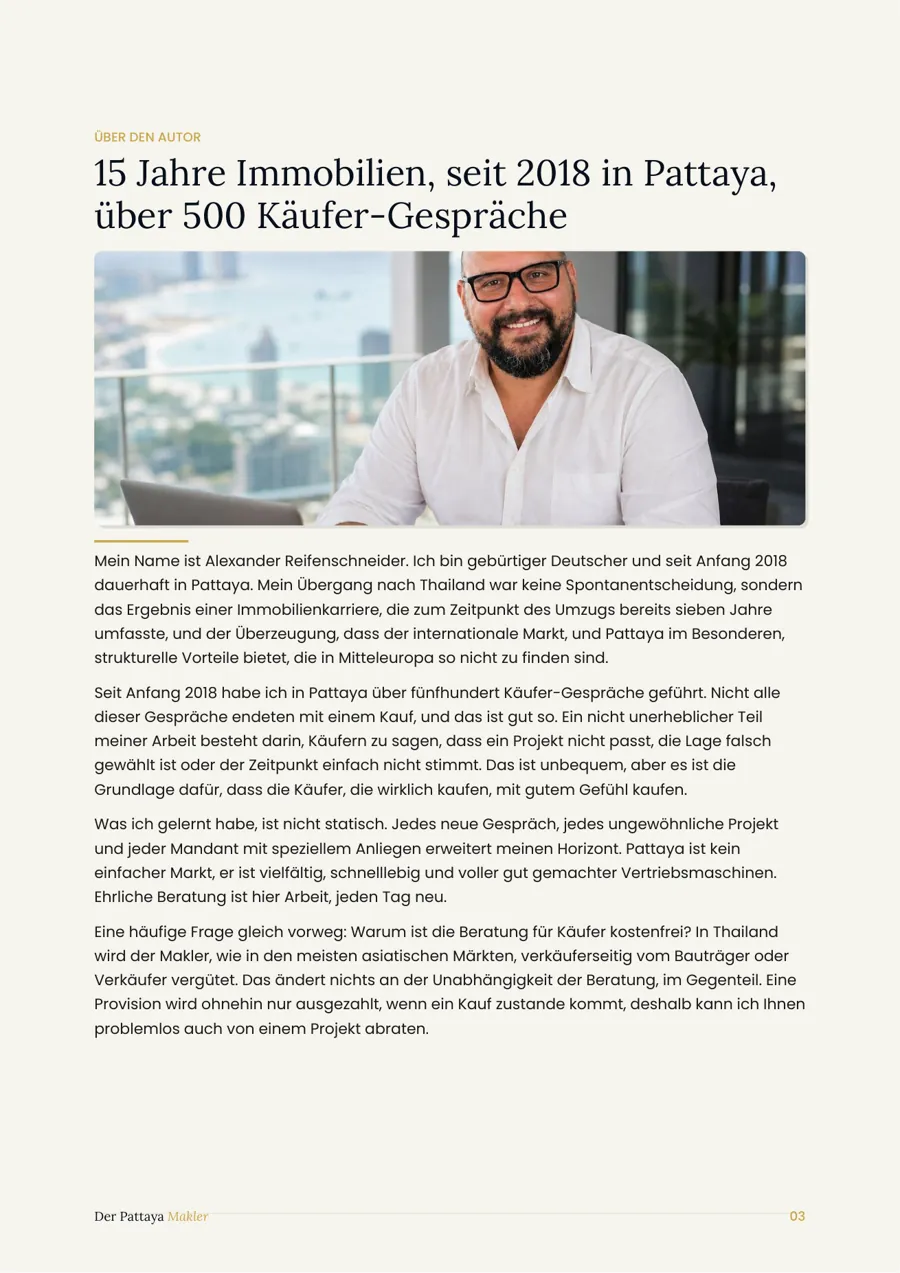 E-Book Seite 3: Über den Autor Alexander Reifenschneider, seit 2018 in Pattaya