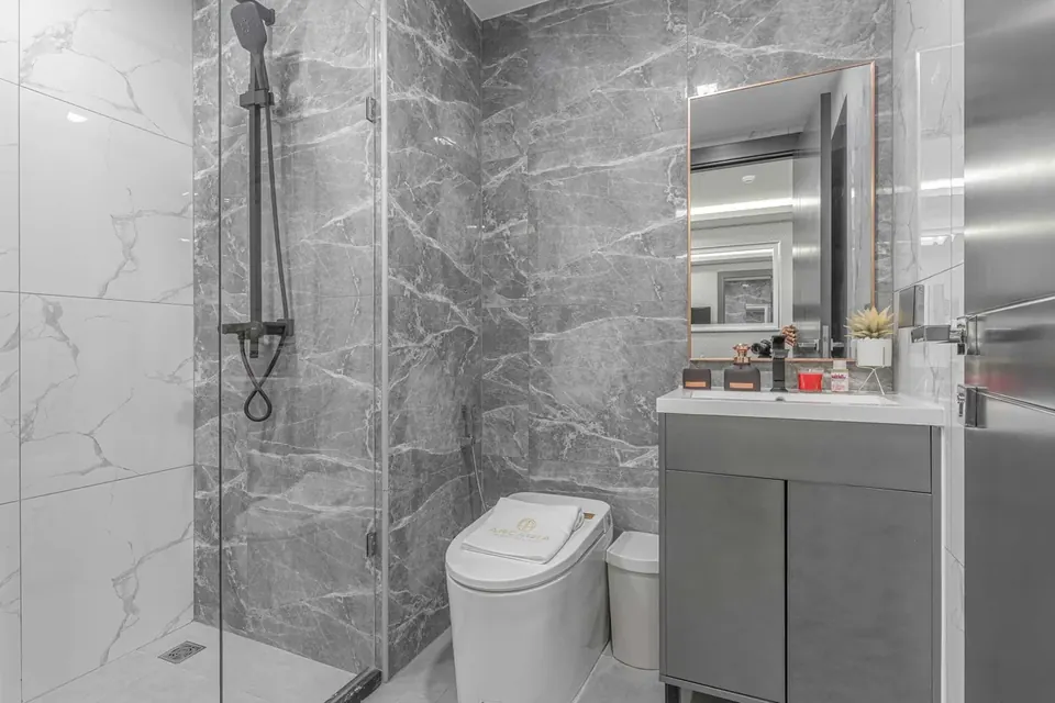 Arcadia Millennium Tower, Bathroom with shower and WC
