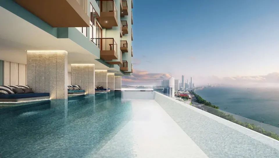 Arom Jomtien, Arom Jomtien Infinity Pool Meerblick Condominium Pattaya Jpg