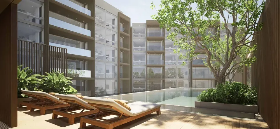 Celine Wongamat, courtyard pool with loungers