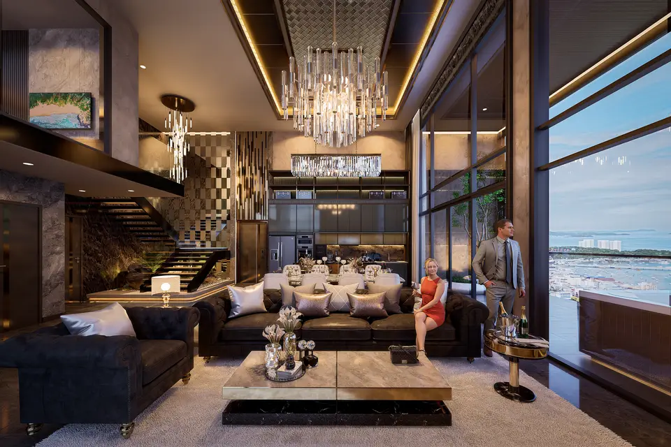 Visualisierung: Penthouse-Duplex im Grand Bay View — die Preisspitze derselben Straße.
