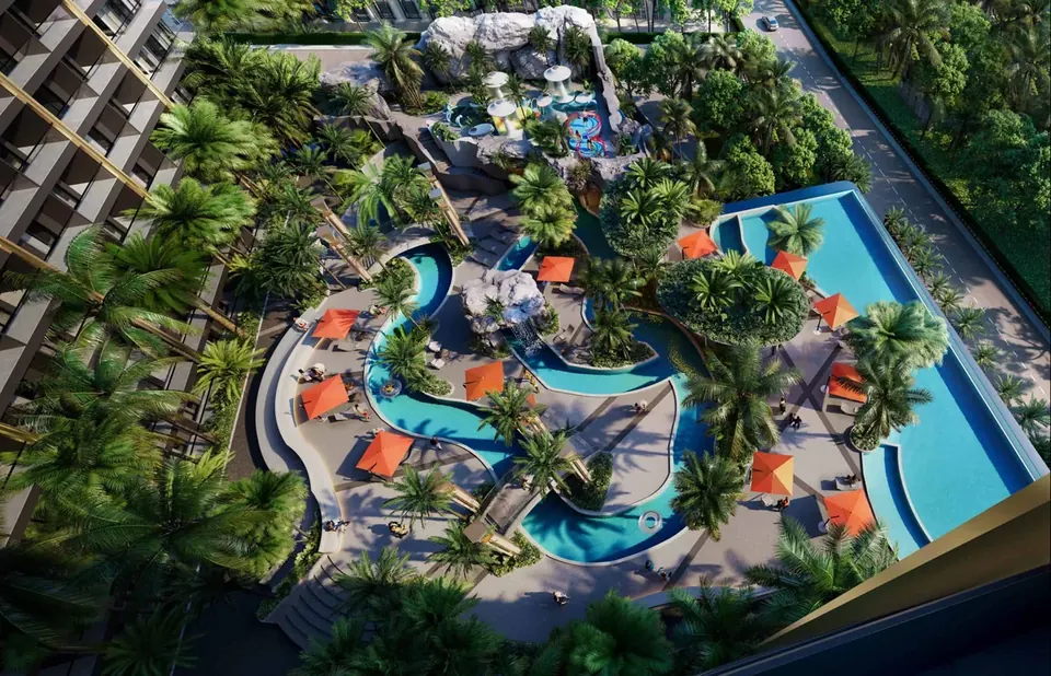 Grand Solaire Noble, Pool Area Aerial View with Palms