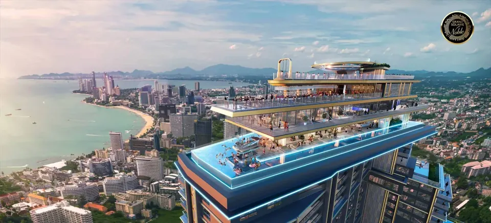 Grand Solaire Noble, Grand Solaire Noble Rooftop Pool Restaurant Meerblick Skyline Scaled Jpg