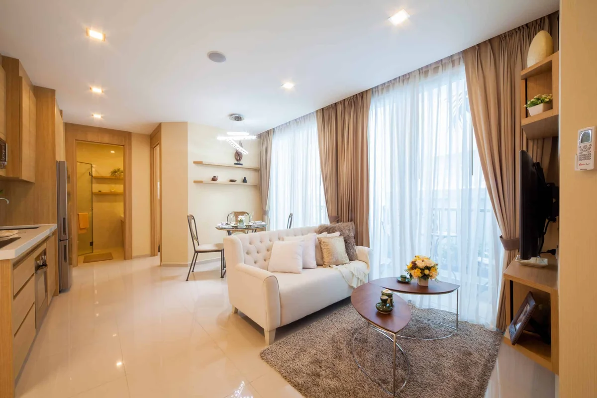 Olympus City Garden – Moderne Wohnung Wohnzimmer Offene Kueche Scaled Jpg