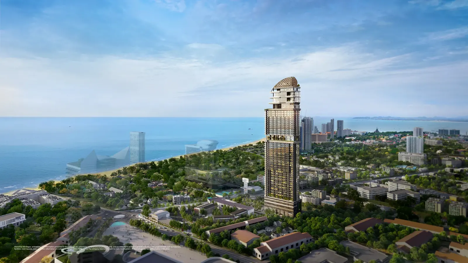 Once Wongamat, 56-storey residential tower by Honour Group in Naklua, Pattaya, overlooking the bay