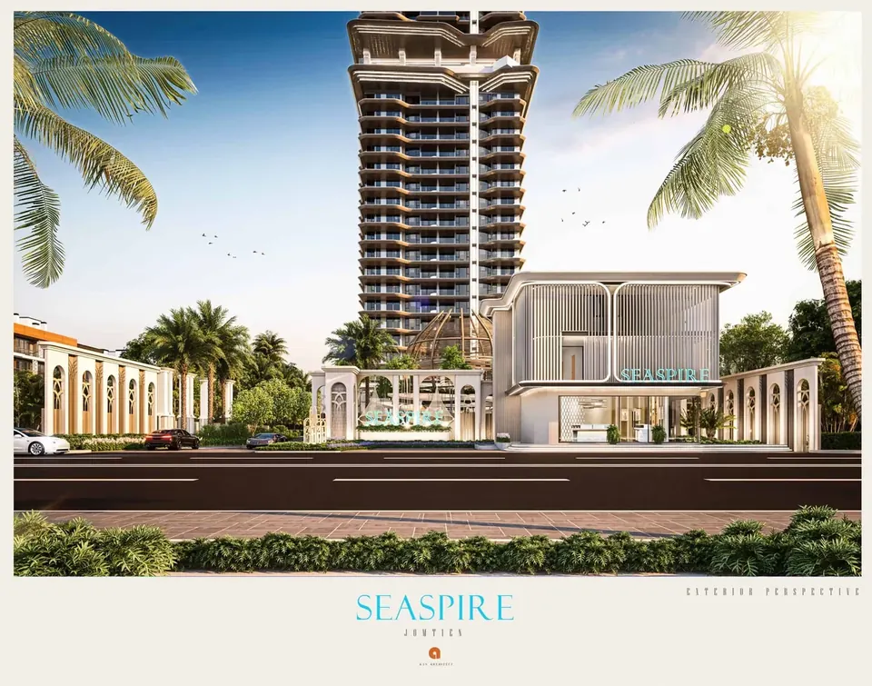 Seaspire Jomtien, entrance and driveway, front view, high-rise, Jomtien, Pattaya