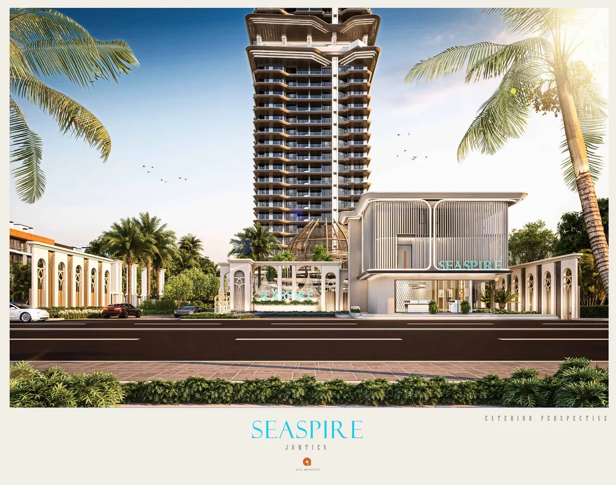 Seaspire Jomtien – Seaspire Jomtien Eingang Zufahrt Frontansicht High Rise Jomtien Pattaya Scaled Jpg
