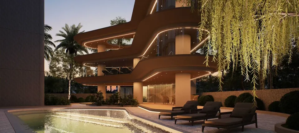 Secret Garden Wongamat, Secret Garden Condominium Wongamat Poolbereich Abendbeleuchtung 1 Jpg