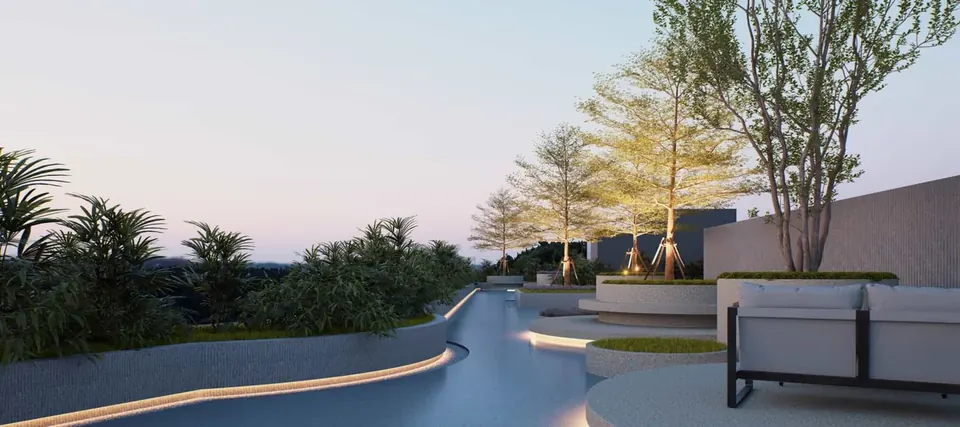 Secret Garden Wongamat, Secret Garden Condominium Wongamat Rooftop Terrasse Garten Abend 1 Jpg