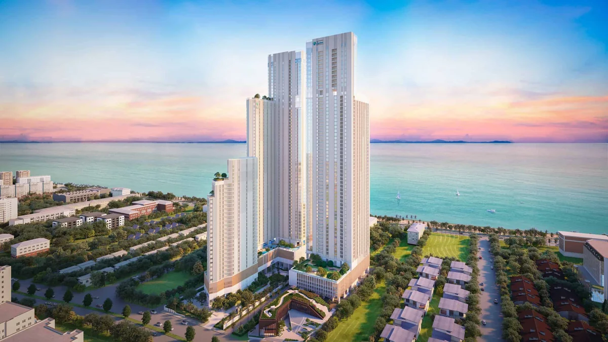 SKYPARK Lucean Jomtien – Skypark Lucean Jomtien Pattaya Aerial View High Rise Condominium Scaled Jpg