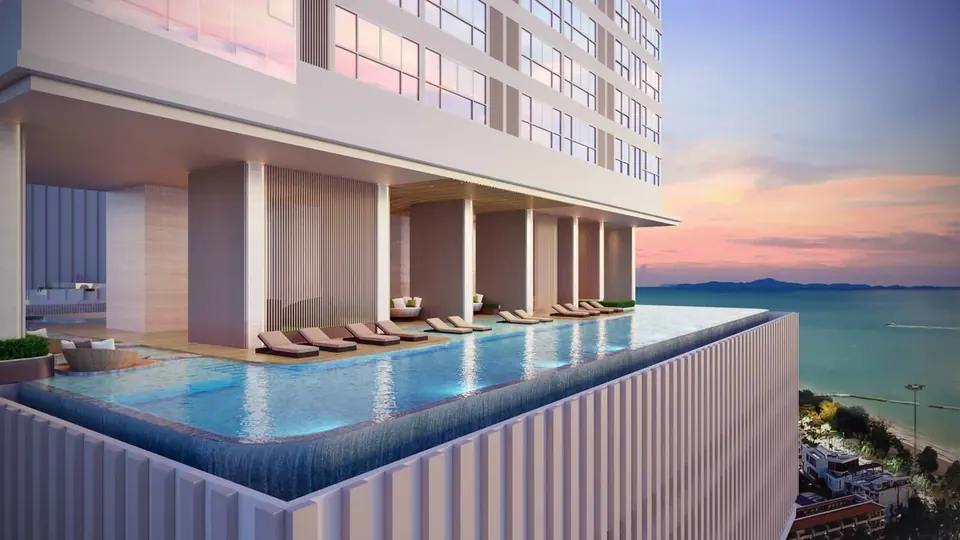 SKYPARK Lucean Jomtien, Skypark Lucean Jomtien Pattaya Pool Terrasse Meerblick Condominium Scaled Jpg