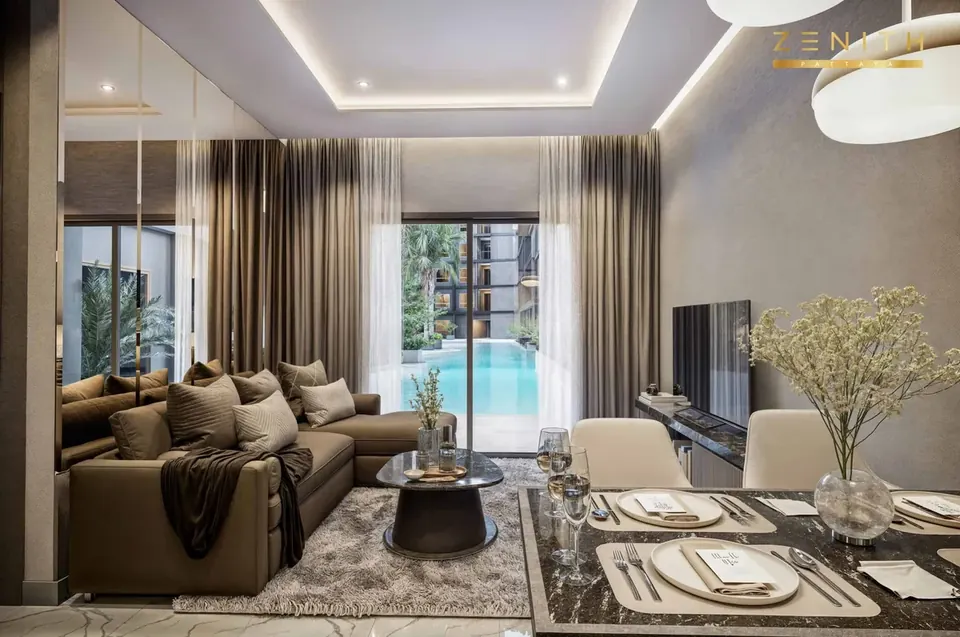 Zenith Pattaya, Zenith Pattaya Wohnzimmer Poolblick Scaled Jpg