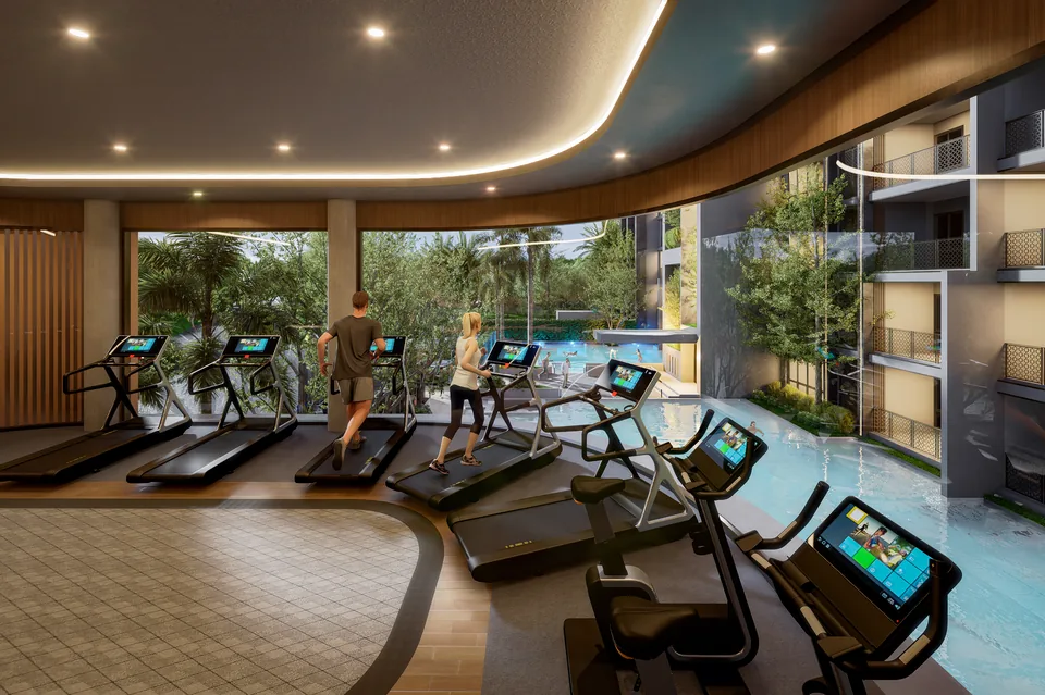 Zensiri Residences Jomtien, gym overlooking the greenery