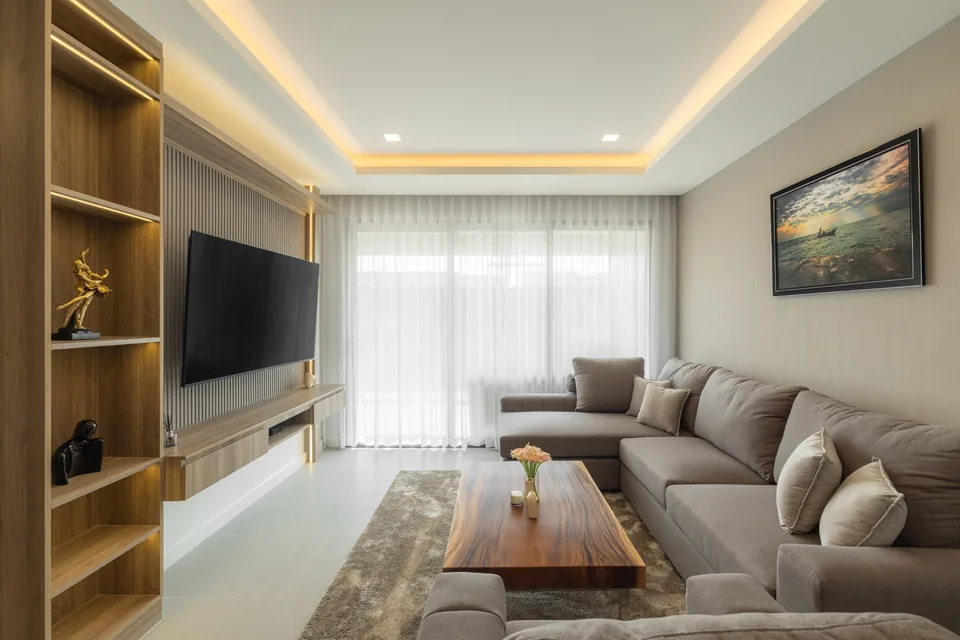 Zensiri Residences Jomtien, living room of the show unit