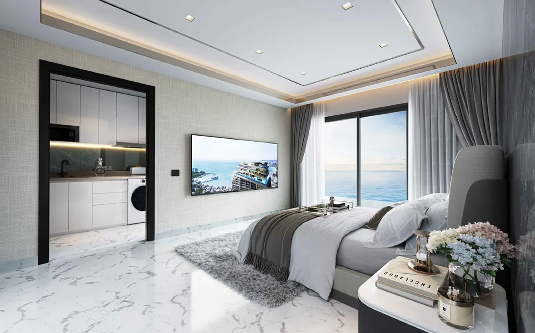 Investment-Reise Thailand: Modernes Apartment-Interieur mit Meerblick