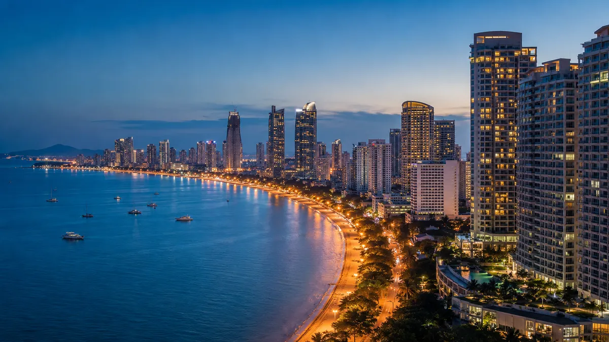 Pattaya-Bucht am Abend (Symbolbild, KI-generiert)